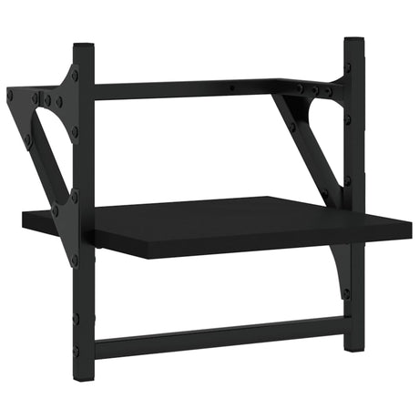 Vidaxl wandschappen met stangen 2 st 30x25x30 cm zwart