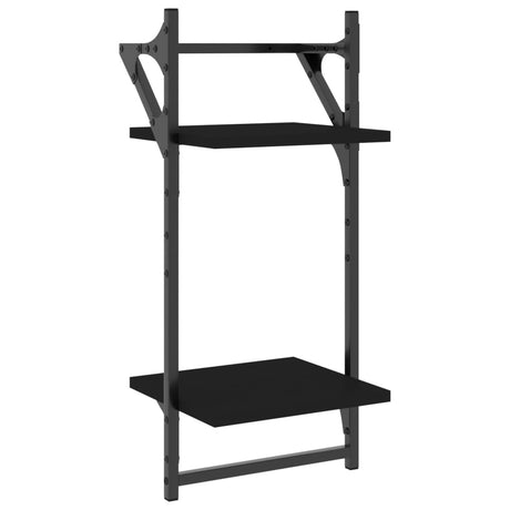 Vidaxl wandschappen 2-laags met stangen 2 st 30x25x65 cm zwart