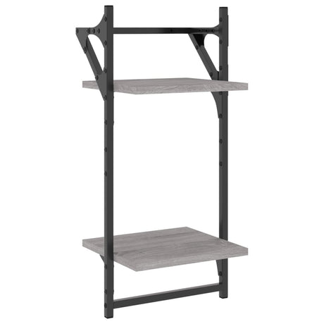 Vidaxl wandschappen 2-laags met stangen 2 st 30x25x65 cm grijs sonoma