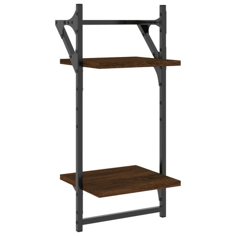 Vidaxl wandschappen 2-laags met stangen 2 st 30x25x65 cm bruineiken
