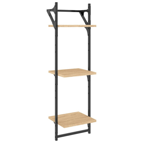 Vidaxl wandschappen 3-laags met stangen 2 st 30x25x100 cm sonoma eiken