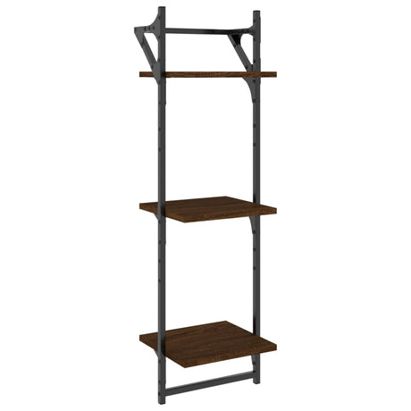 Vidaxl wandschappen 3-laags met stangen 2 st 30x25x100 cm bruineiken