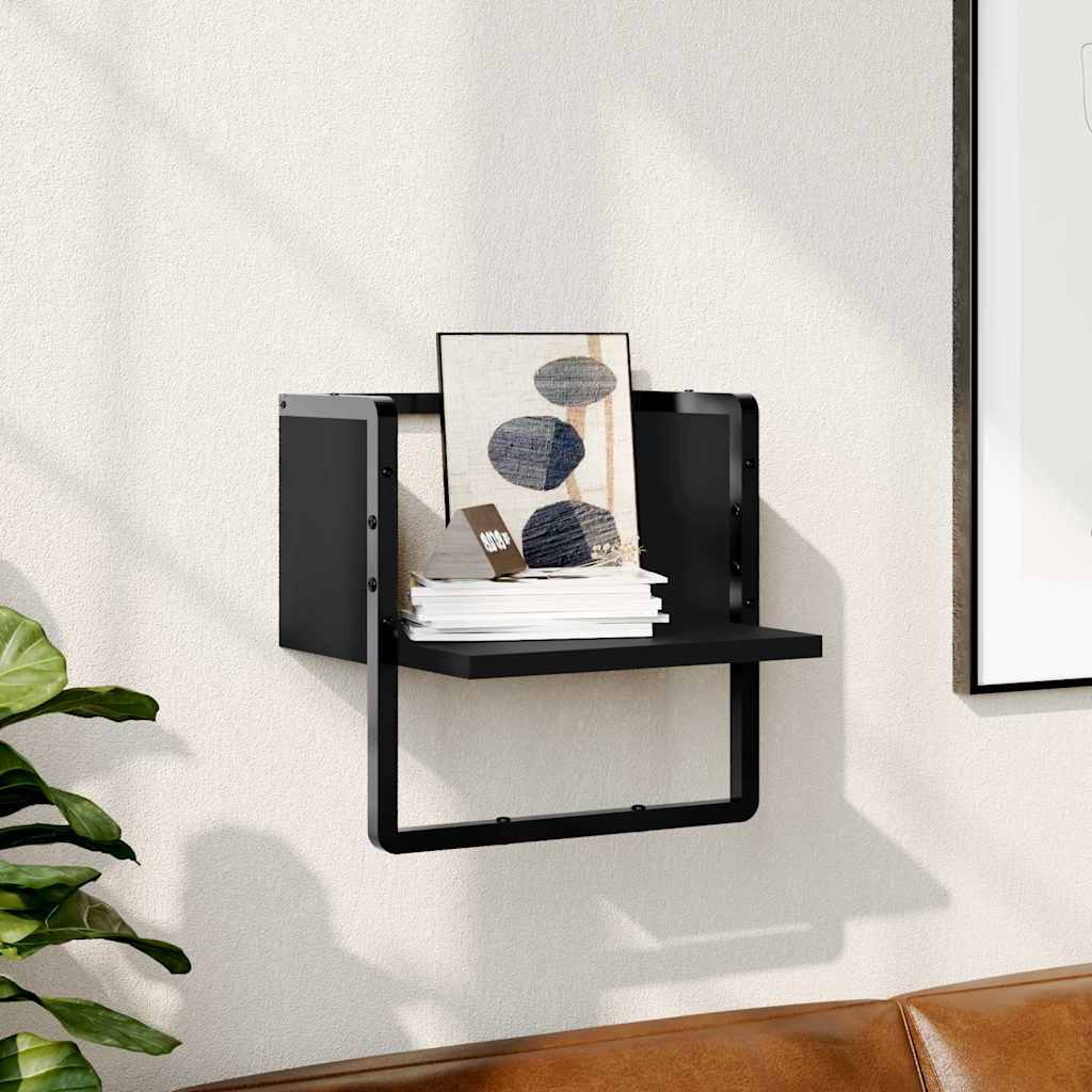 Vidaxl wandschap met stang 30x25x30 cm zwart