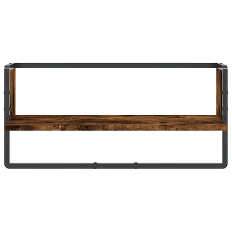 Vidaxl wandschap met stang 65x25x30 cm gerookt eikenkleurig
