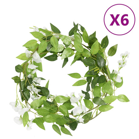 Girlandy kwiatowe VidaXL 6 szt. 200 cm białe