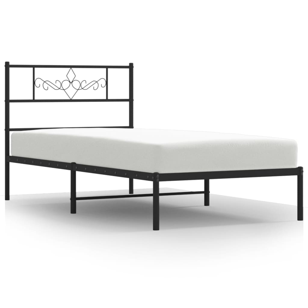 Vidaxl bedframe met hoofdbord metaal zwart 90x190 cm
