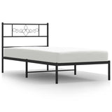 Vidaxl bedframe met hoofdbord metaal zwart 90x190 cm