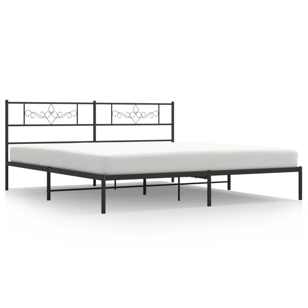 Vidaxl bedframe met hoofdbord metaal zwart 180x200 cm