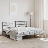 Vidaxl bedframe met hoofdbord metaal zwart 180x200 cm