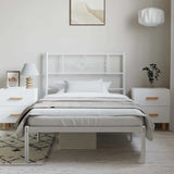 Vidaxl bedframe met hoofdbord metaal wit 100x200 cm