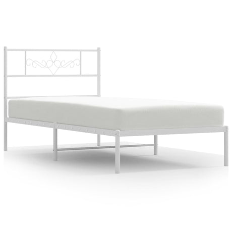 Vidaxl bedframe met hoofdbord metaal wit 107x203 cm