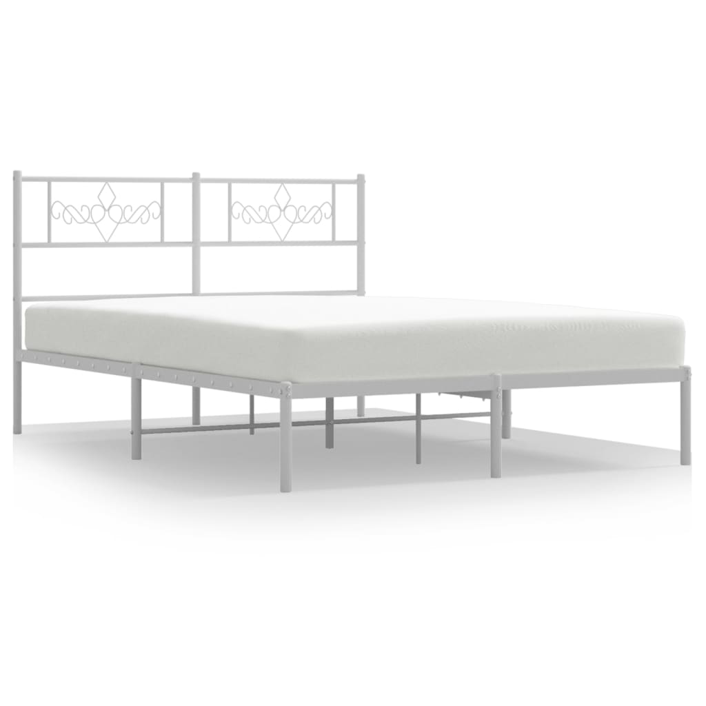 Vidaxl bedframe met hoofdbord metaal wit 120x200 cm