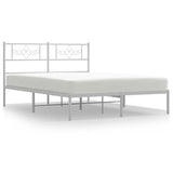 Vidaxl bedframe met hoofdbord metaal wit 120x200 cm
