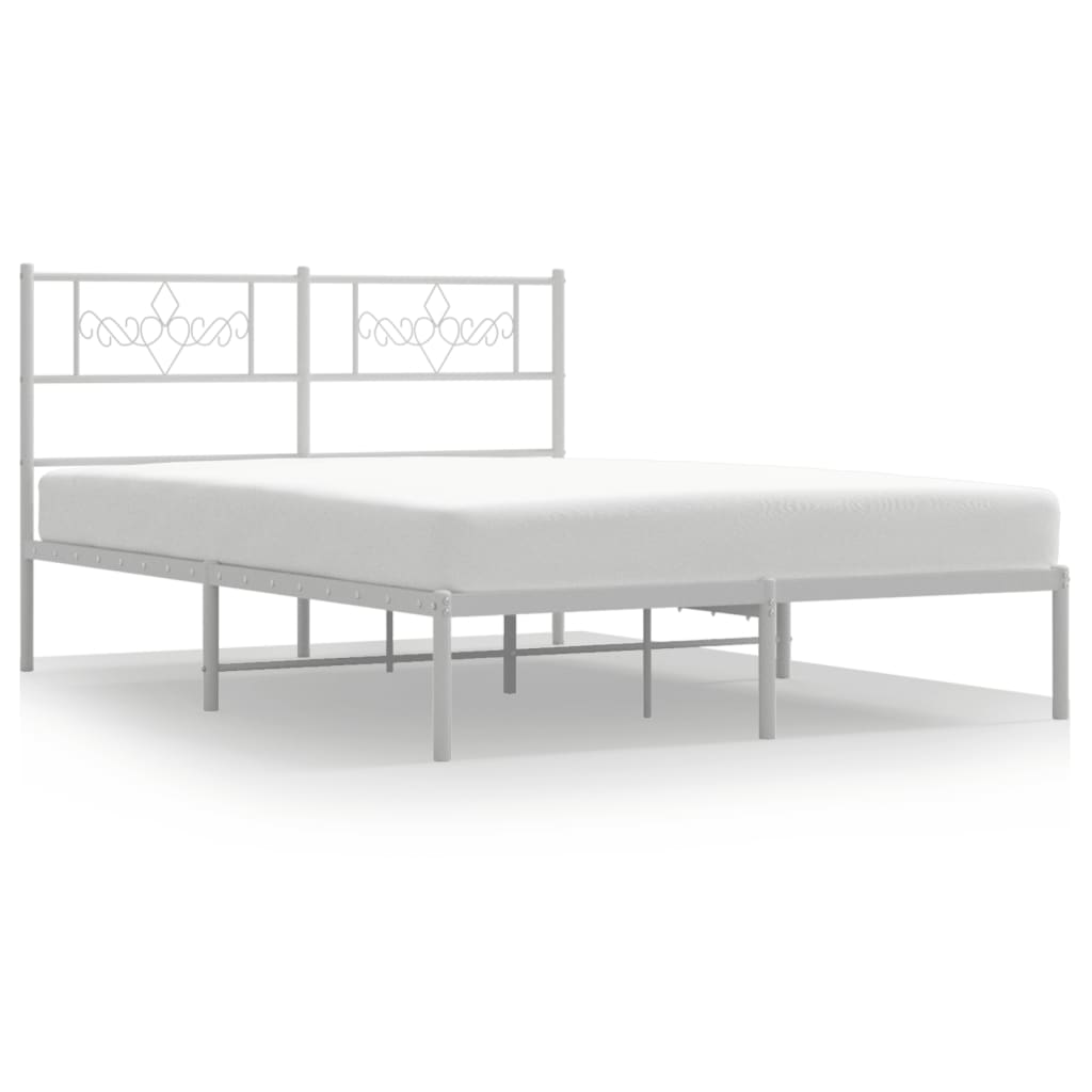 Vidaxl bedframe met hoofdbord metaal wit 140x190 cm