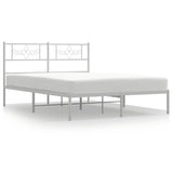 Vidaxl bedframe met hoofdbord metaal wit 140x190 cm
