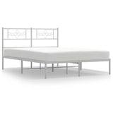 Vidaxl bedframe met hoofdbord metaal wit 140x200 cm