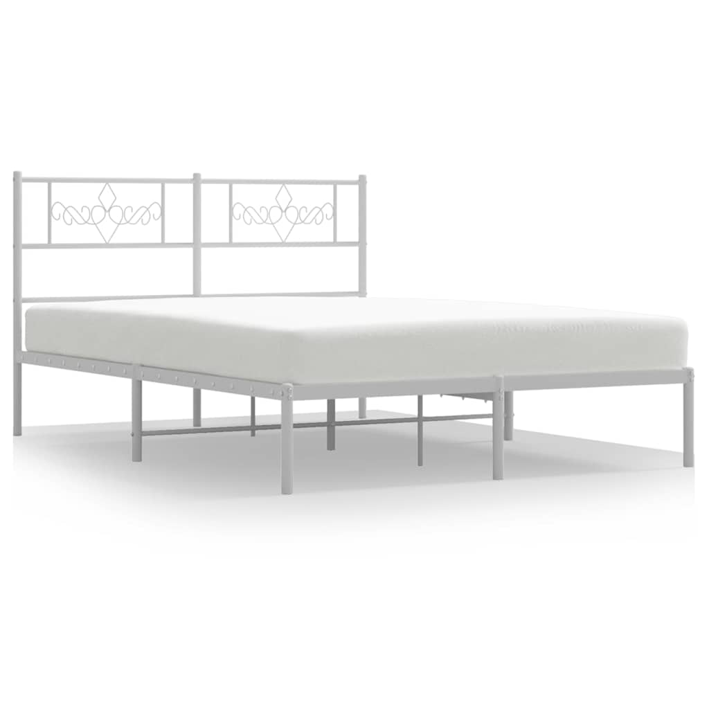 Vidaxl bedframe met hoofdbord metaal wit 150x200 cm