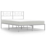 Vidaxl bedframe met hoofdbord metaal wit 150x200 cm