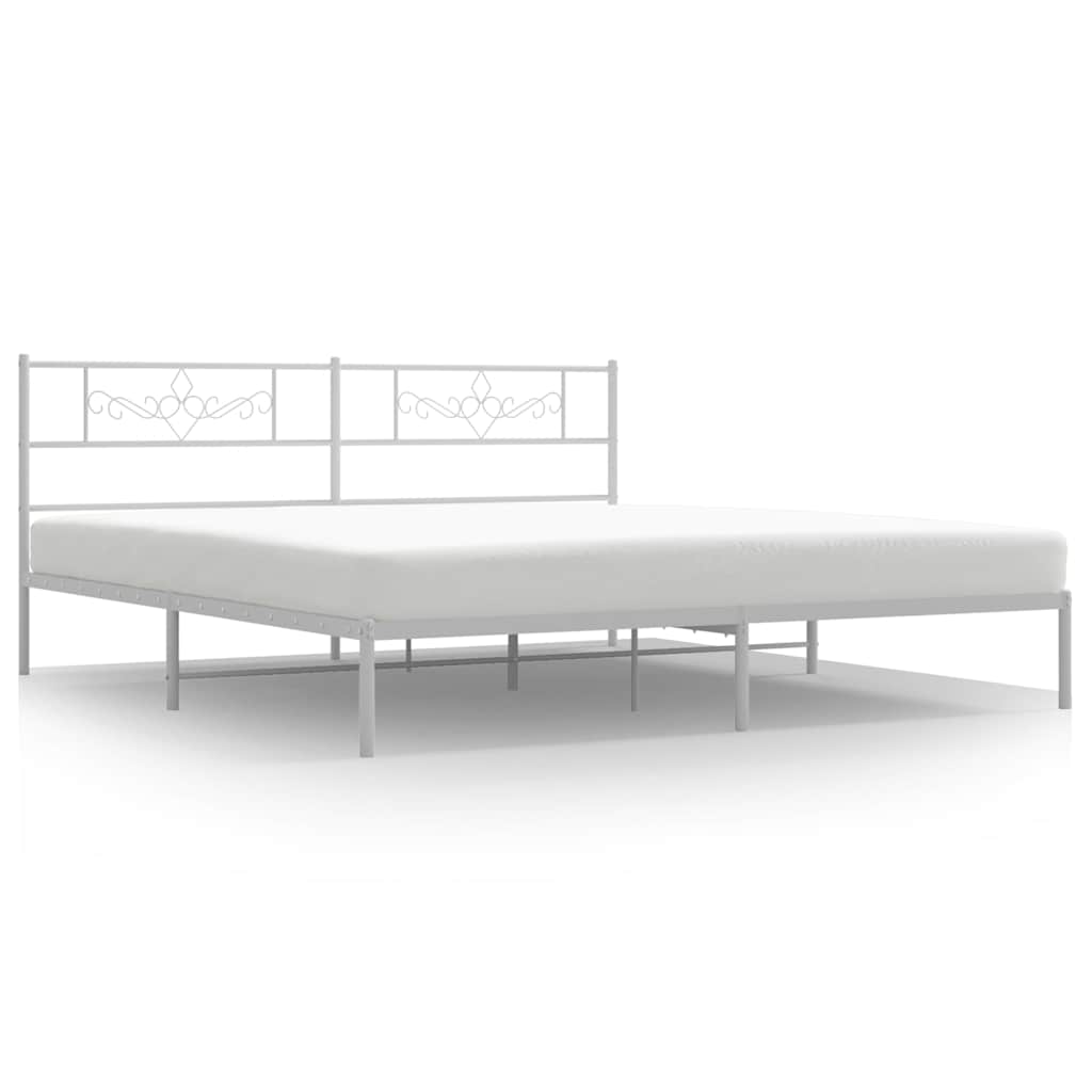 Vidaxl bedframe met hoofdbord metaal wit 183x213 cm