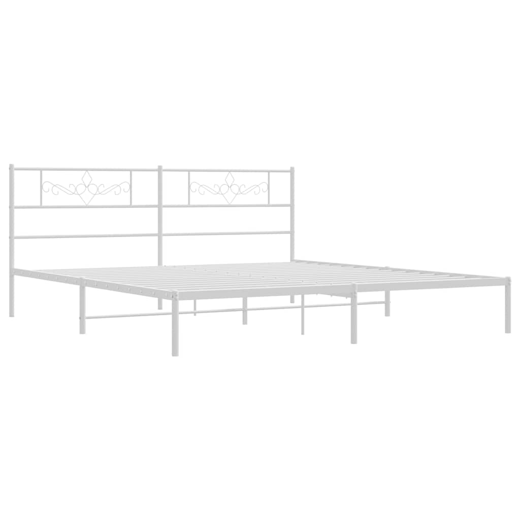Vidaxl bedframe met hoofdbord metaal wit 183x213 cm