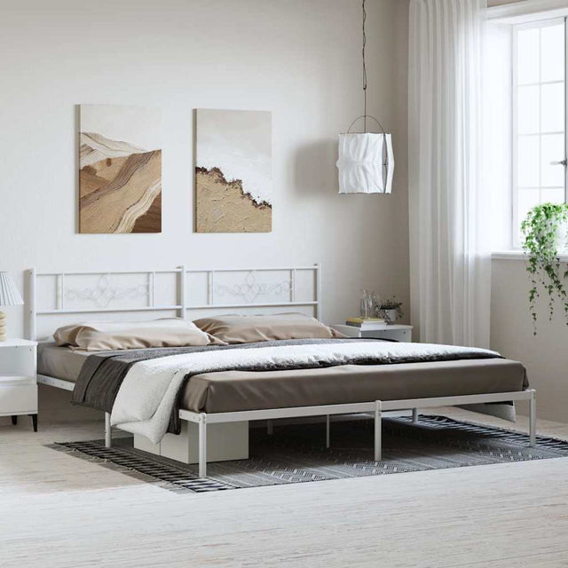 Vidaxl bedframe met hoofdbord metaal wit 183x213 cm
