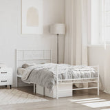 Vidaxl bedframe met hoofd- en voeteneinde metaal wit 75x190 cm