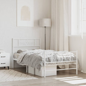Vidaxl bedframe met hoofd- en voeteneinde metaal wit 75x190 cm
