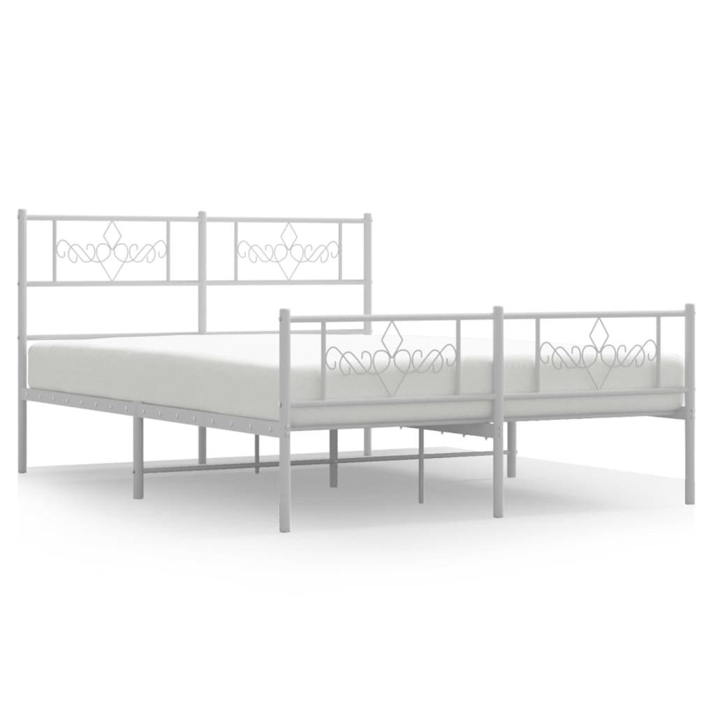 Vidaxl bedframe met hoofd- en voeteneinde metaal wit 120 x 190 cm