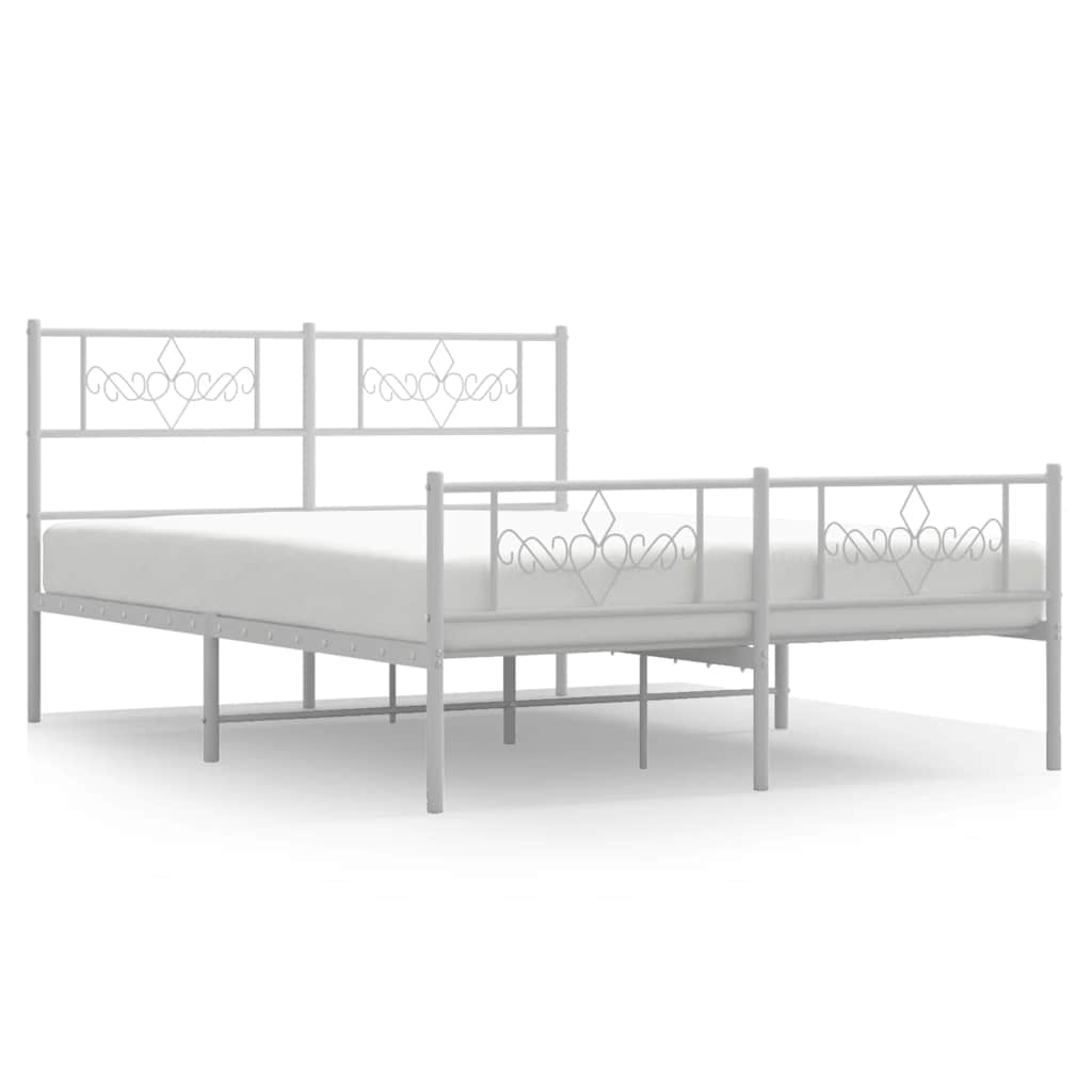 Vidaxl bedframe met hoofd- en voeteneinde metaal wit 140x190 cm