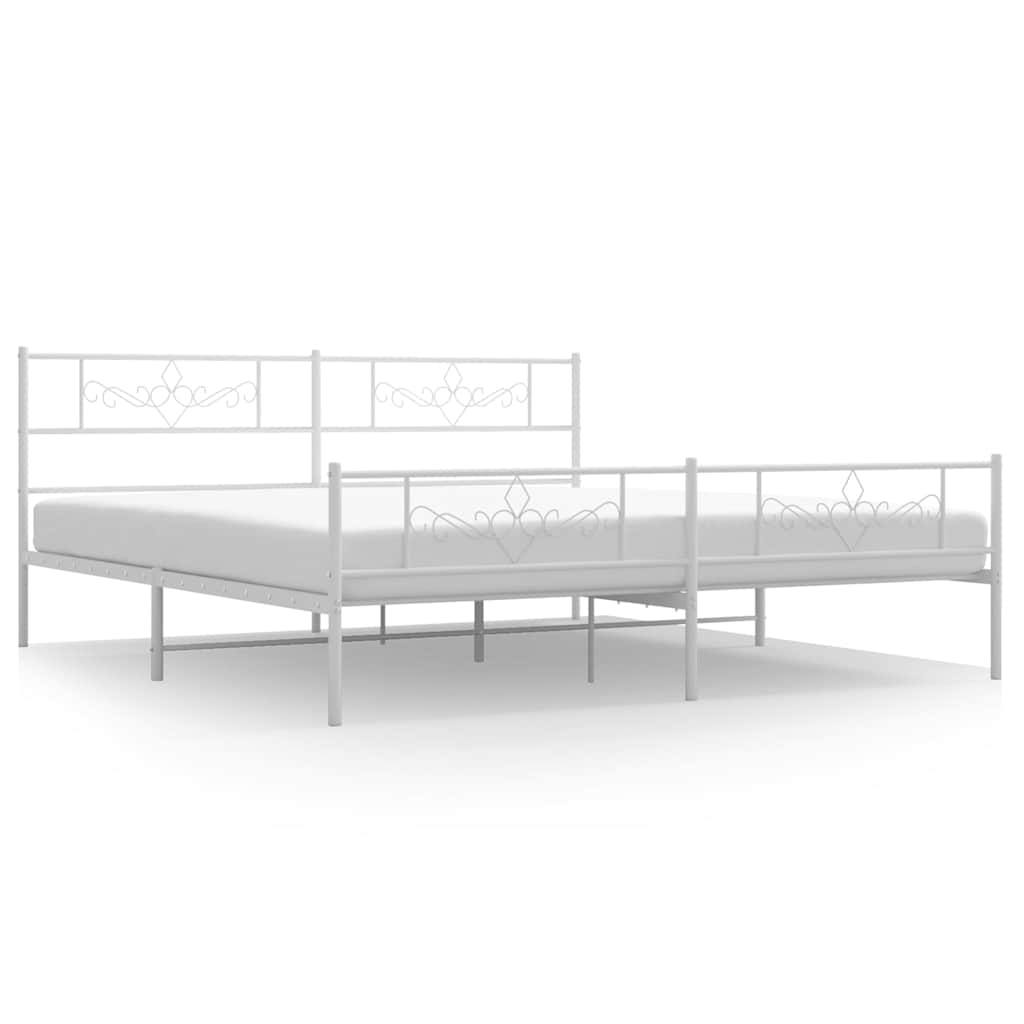 Vidaxl bedframe met hoofd- en voeteneinde metaal wit 193x203 cm