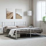 Vidaxl bedframe met hoofd- en voeteneinde metaal wit 193x203 cm