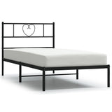 Vidaxl bedframe met hoofdbord metaal zwart 75x190 cm
