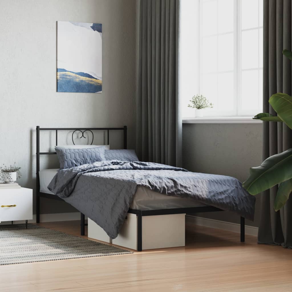 Vidaxl bedframe met hoofdbord metaal zwart 80x200 cm