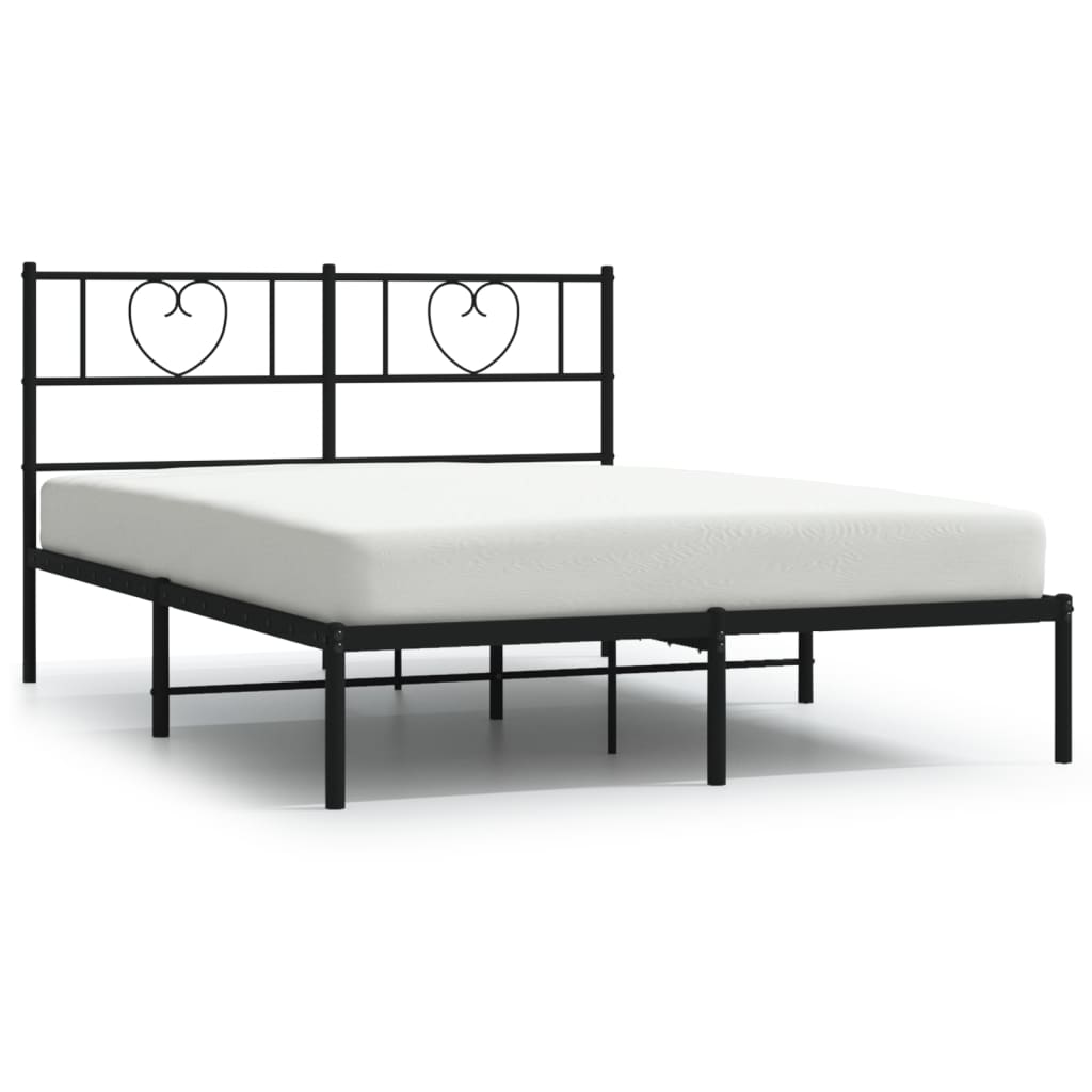 Vidaxl bedframe met hoofdbord metaal zwart 120x190 cm