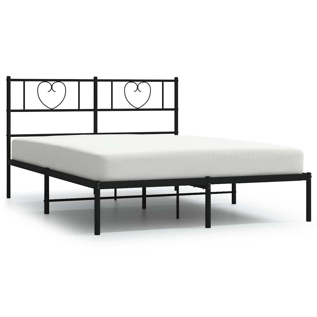 Vidaxl bedframe met hoofdbord metaal zwart 135x190 cm