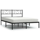 Vidaxl bedframe met hoofdbord metaal zwart 150x200 cm
