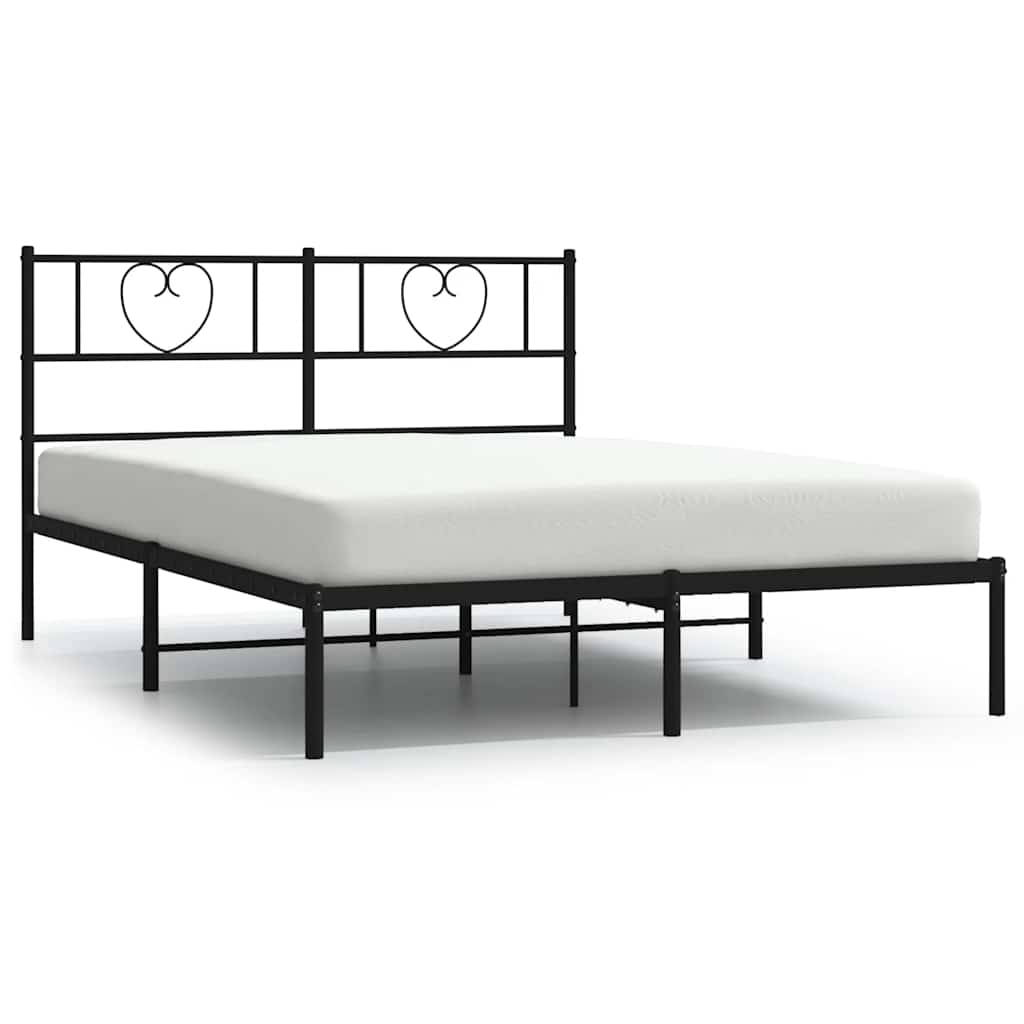 Vidaxl bedframe met hoofdbord metaal zwart 160x200 cm