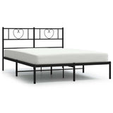Vidaxl bedframe met hoofdbord metaal zwart 160x200 cm