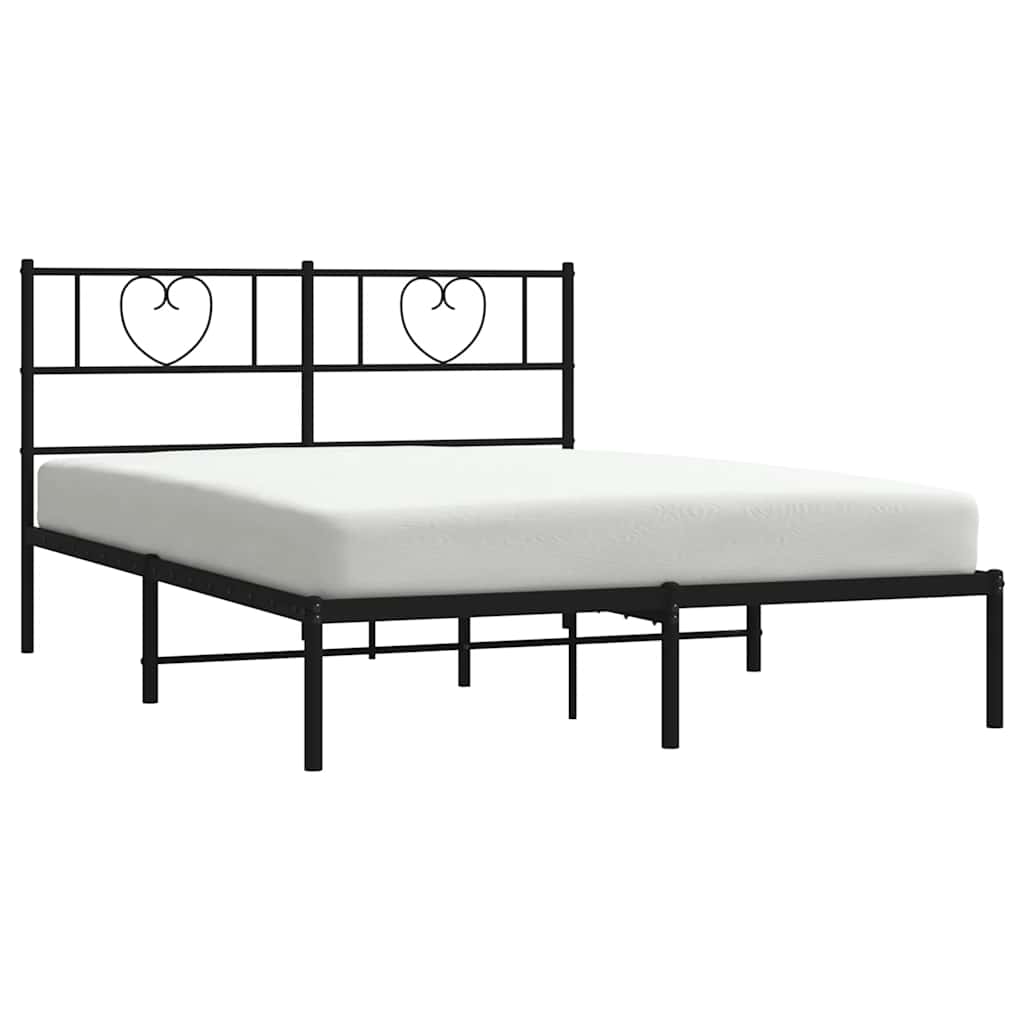 Vidaxl bedframe met hoofdbord metaal zwart 160x200 cm