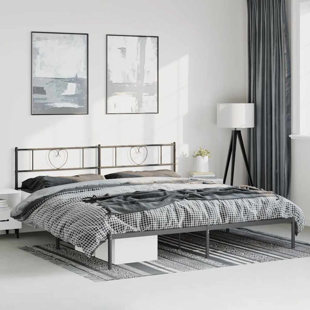 Vidaxl bedframe met hoofdbord metaal zwart 183x213 cm