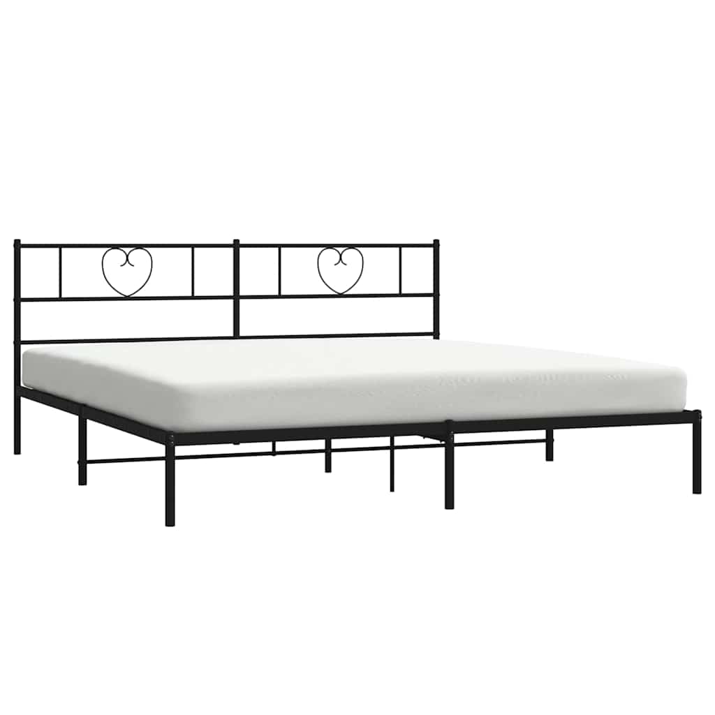 Vidaxl bedframe met hoofdbord metaal zwart 193x203 cm