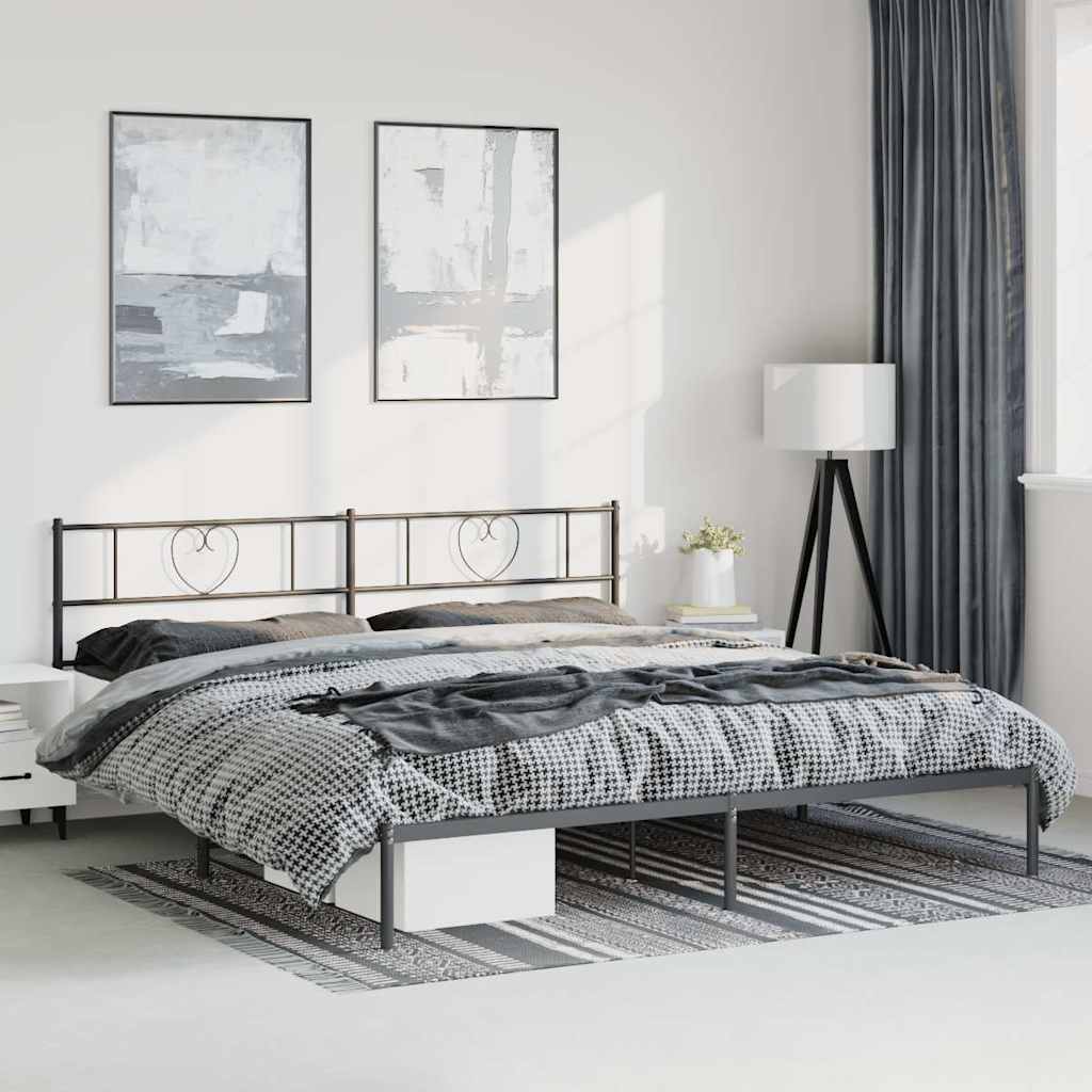 Vidaxl bedframe met hoofdbord metaal zwart 193x203 cm