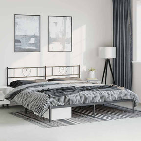 Vidaxl bedframe met hoofdbord metaal zwart 193x203 cm