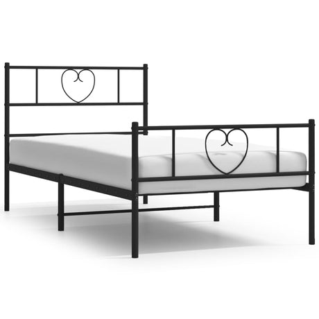 Vidaxl bedframe met hoofd- en voeteneinde metaal zwart 75x190 cm
