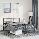 Vidaxl bedframe met hoofd- en voeteneinde metaal zwart 135x190 cm