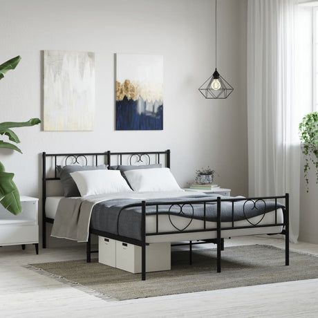 Vidaxl bedframe met voetbord zonder matras metaal zwart 160x200 cm
