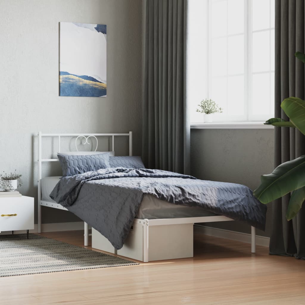 Vidaxl bedframe met hoofdbord metaal wit 80x200 cm