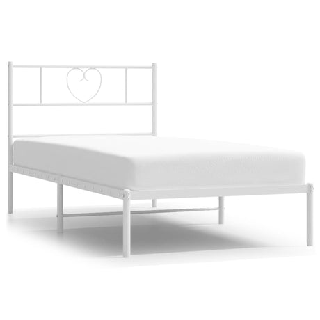 Vidaxl bedframe met hoofdbord metaal wit 90x200 cm