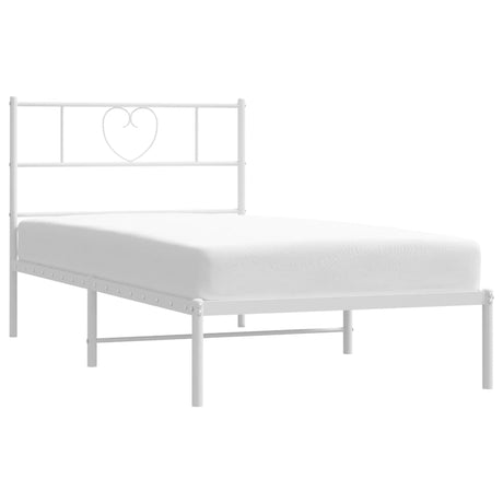 Vidaxl bedframe met hoofdbord metaal wit 90x200 cm