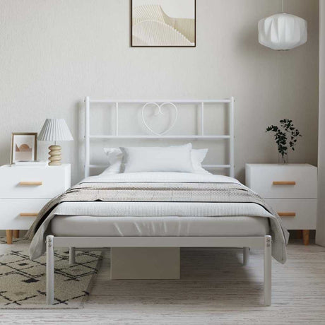 Vidaxl bedframe met hoofdbord metaal wit 100x200 cm